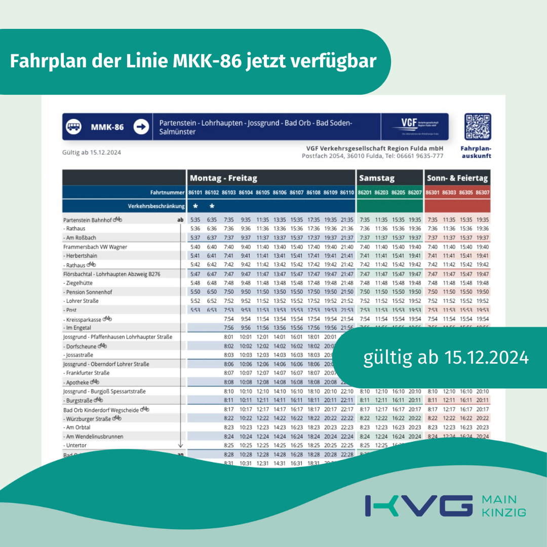 Fahrplan MKK 86